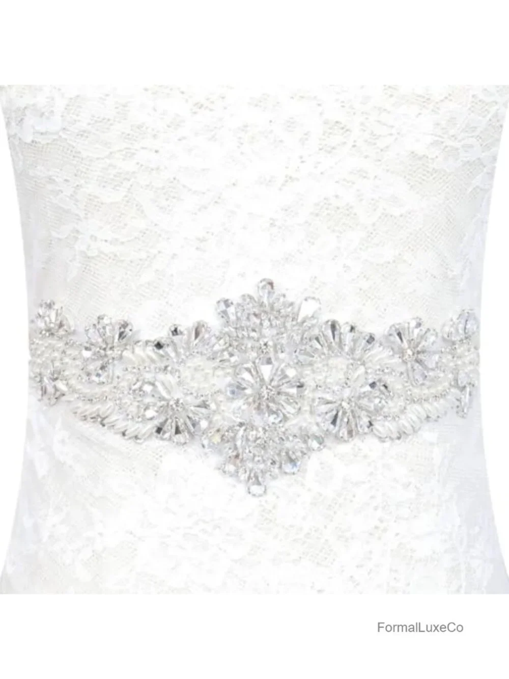 Rhinestone Applique Wedding Sash Belt for Bridal Dress DIY Crystal Beaded